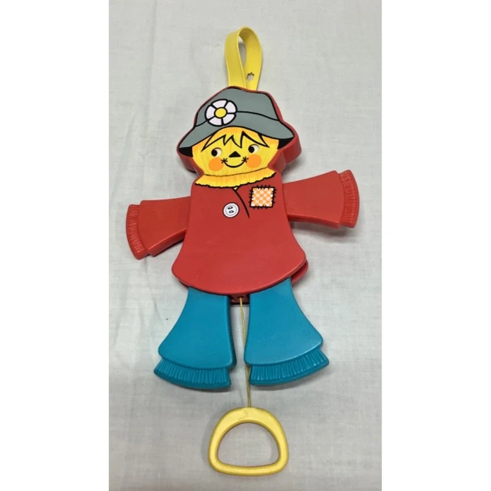 Vintage Fisher Price Scarecrow Crib toy Pull String Squeaker 1978 Jump jack #423